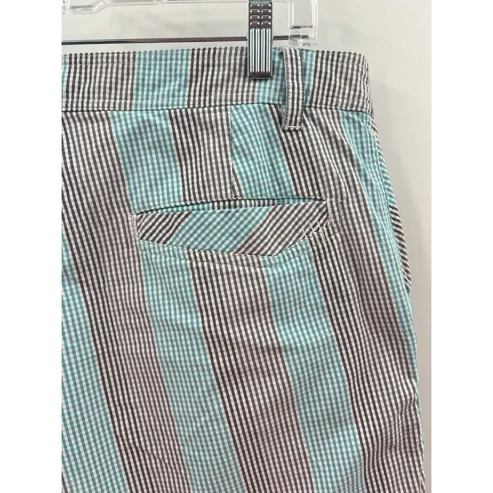 Lululemon Athletica Men’s Shorts Kahuna Teal Blue Gray Striped Pockets Size 36